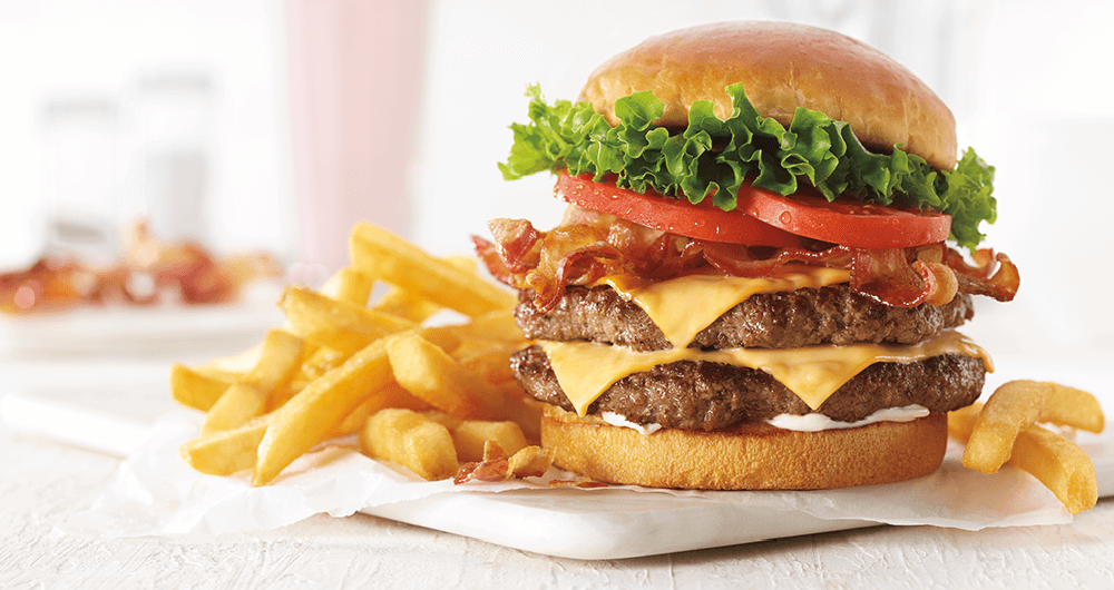 An image of a burger and Fries from Friendly's.